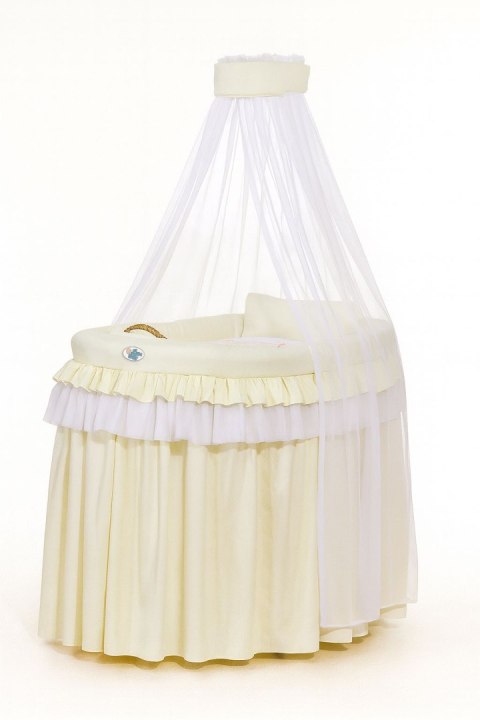 Kosz Mojżesza wiklinowy z baldachimem - Little Prince kremowy