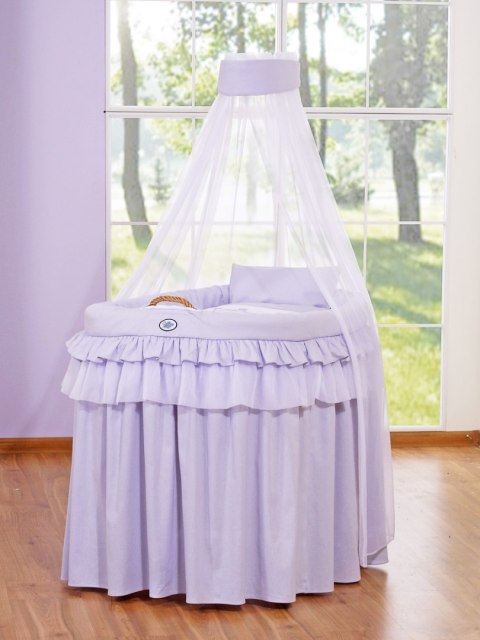 Kosz Mojżesza wiklinowy z baldachimem - Little Prince fioletowy