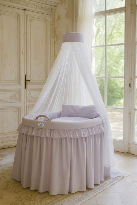 Kosz Mojżesza wiklinowy z baldachimem - Little Prince fioletowy