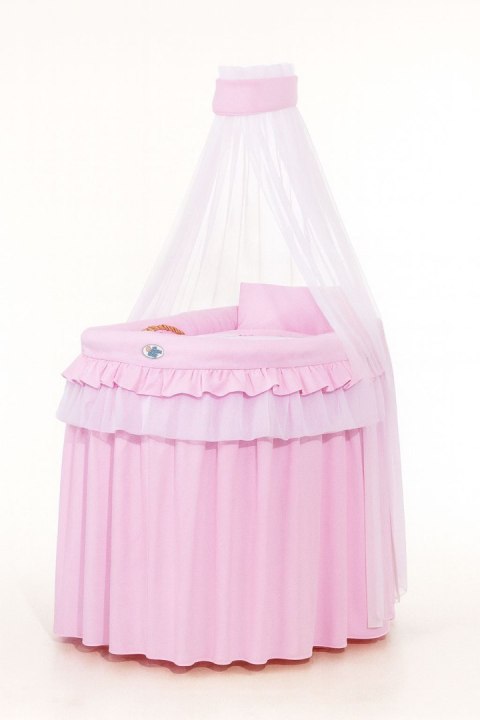Kosz Mojżesza wiklinowy z baldachimem - Little Princess różowy