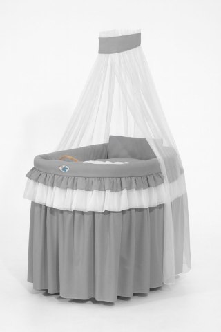 Kosz Mojżesza wiklinowy z baldachimem - Little Prince antracyt