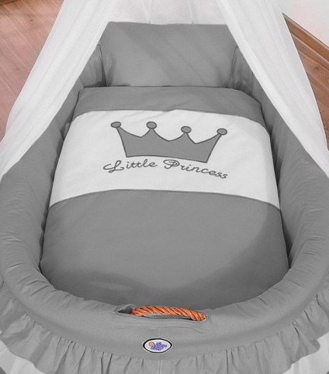 Kosz Mojżesza wiklinowy z baldachimem - Little Prince antracyt