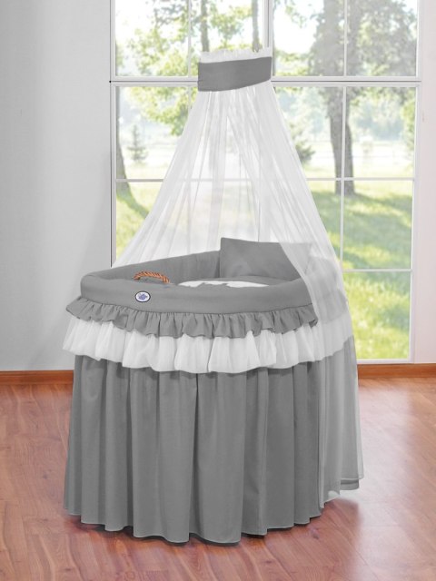 Kosz Mojżesza wiklinowy z baldachimem - Little Prince antracyt