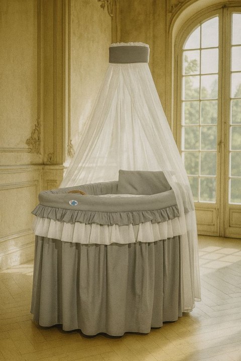 Kosz Mojżesza wiklinowy z baldachimem - Little Prince antracyt