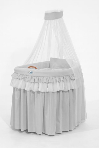 Kosz Mojżesza wiklinowy z baldachimem - Little Prince szary