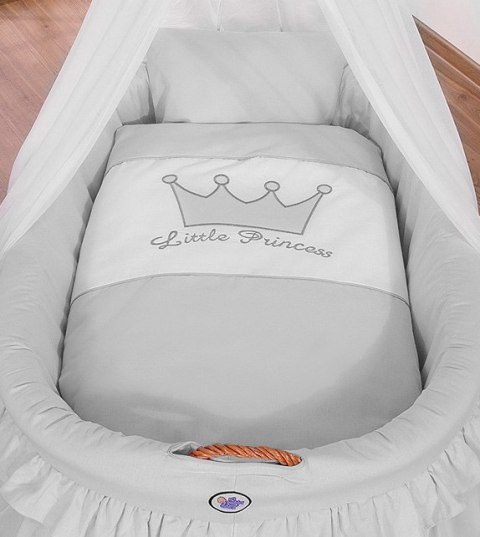 Kosz Mojżesza wiklinowy z baldachimem - Little Prince szary