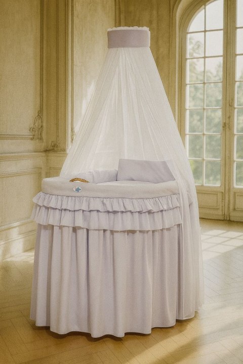 Kosz Mojżesza wiklinowy z baldachimem - Little Prince szary