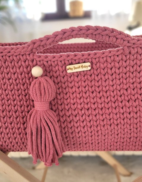 Kosz Mojżesza BOHO bawełniany Handmade z materacykiem - blossom