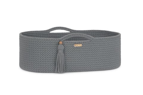 Kosz Mojżesza BOHO bawełniany Handmade z materacykiem - ciemny szary