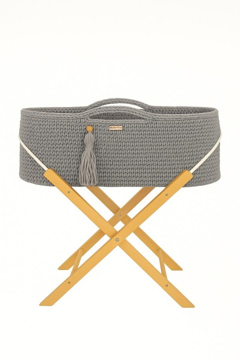 Kosz Mojżesza BOHO Handmade ze stojakiem - ciemny szary