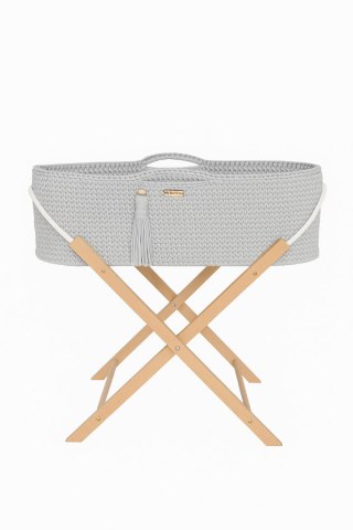 Kosz Mojżesza BOHO Handmade ze stojakiem - jasny szary