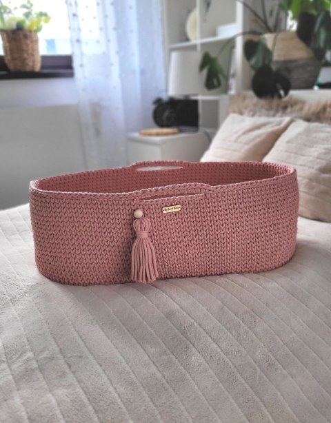 Kosz Mojżesza BOHO bawełniany Handmade z materacykiem - blush