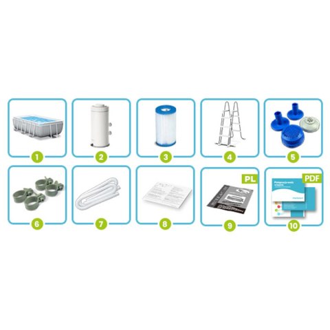 Basen ogrodowy stelażowy 400 x 200 x 122 cm 10w1 INTEX 26790