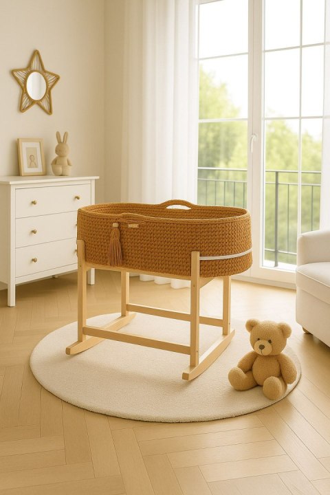 Kosz Mojżesza BOHO Handmade z kołyską - caramel