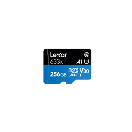 Lexar | Wydajna karta micro SDXC 256 GB | UHS-I 633x | Klasa 10, U3, V30, A1 | Szybkość odczytu do 100 MB/s, zapisu do 45 MB/s |