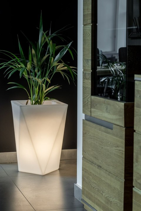 Designerska donica VASO biała z oświetleniem Designerska donica VASO biała z oświetleniem