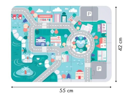 Drewniane klocki edukacyjne miasto z matą 115 szt ECOTOYS Drewniane klocki edukacyjne miasto z matą 115 szt ECOTOYS
