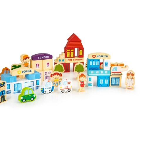 Drewniane klocki edukayjne miasto zoo 120 el. ECOTOYS Drewniane klocki edukayjne miasto zoo 120 el. ECOTOYS
