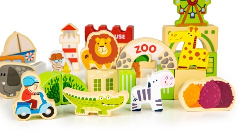 Drewniane klocki edukayjne miasto zoo 120 el. ECOTOYS Drewniane klocki edukayjne miasto zoo 120 el. ECOTOYS