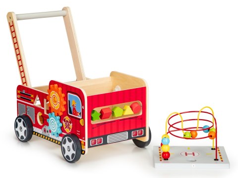 Drewniany pchacz edukacyjny z klockami dla dzieci - Straż Pożarna ECOTOYS Drewniany pchacz edukacyjny z klockami dla dzieci - Straż Pożarna ECOTOYS
