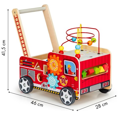 Drewniany pchacz edukacyjny z klockami dla dzieci - Straż Pożarna ECOTOYS Drewniany pchacz edukacyjny z klockami dla dzieci - Straż Pożarna ECOTOYS