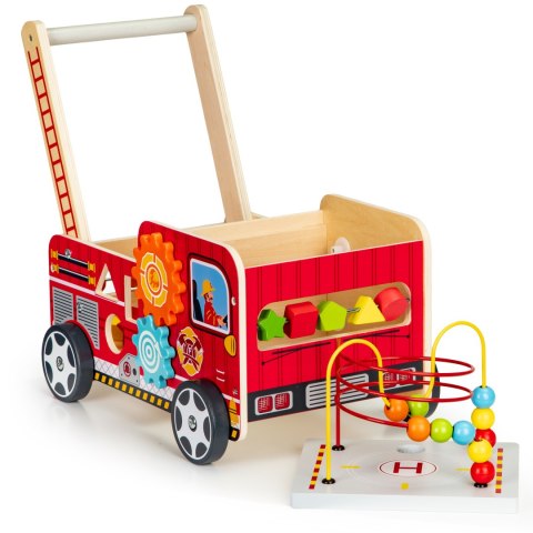 Drewniany pchacz edukacyjny z klockami dla dzieci - Straż Pożarna ECOTOYS Drewniany pchacz edukacyjny z klockami dla dzieci - Straż Pożarna ECOTOYS