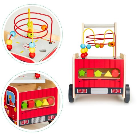 Drewniany pchacz edukacyjny z klockami dla dzieci - Straż Pożarna ECOTOYS Drewniany pchacz edukacyjny z klockami dla dzieci - Straż Pożarna ECOTOYS