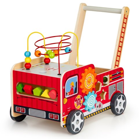 Drewniany pchacz edukacyjny z klockami dla dzieci - Straż Pożarna ECOTOYS Drewniany pchacz edukacyjny z klockami dla dzieci - Straż Pożarna ECOTOYS