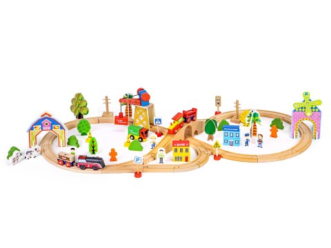 Drewniany pociąg kolejka 74 elementy ECOTOYS Drewniany pociąg kolejka 74 elementy ECOTOYS