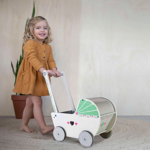 Drewniany wózek dla lalek pchacz chodzik ECOTOYS Drewniany wózek dla lalek pchacz chodzik ECOTOYS
