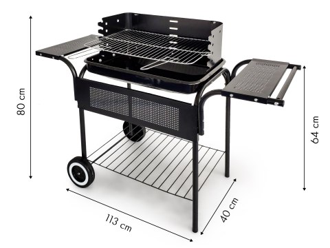 Grill ogrodowy metalowe półki regulacja rusztu koła MultiGarden Grill ogrodowy metalowe półki regulacja rusztu koła MultiGarden