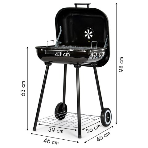 Grill węglowy ogrodowy z pokrywą na zawiasach + kółka MultiGarden Grill węglowy ogrodowy z pokrywą na zawiasach + kółka MultiGarden