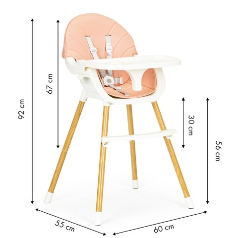 Krzesełko fotelik do karmienia 2w1 różowe ECOTOYS Krzesełko fotelik do karmienia 2w1 różowe ECOTOYS