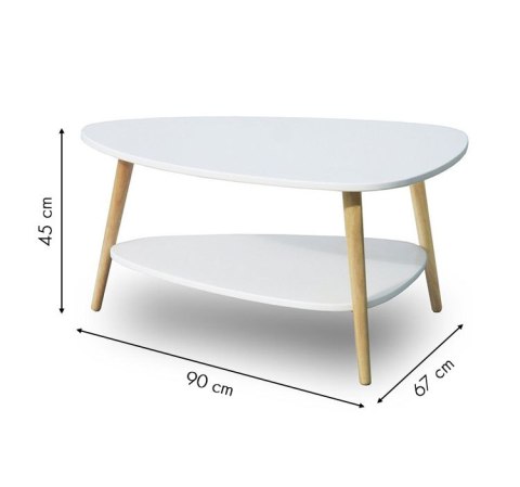 Nowoczesny stolik kawowy półka drewniane nogi biały ModernHome Nowoczesny stolik kawowy półka drewniane nogi biały ModernHome