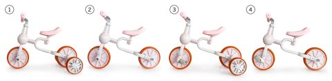 Rower rowerek biegowy 4w1 Pedały Kółka boczne różowy ECOTOYS Rower rowerek biegowy 4w1 Pedały Kółka boczne różowy ECOTOYS