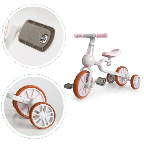 Rower rowerek biegowy 4w1 Pedały Kółka boczne różowy ECOTOYS Rower rowerek biegowy 4w1 Pedały Kółka boczne różowy ECOTOYS
