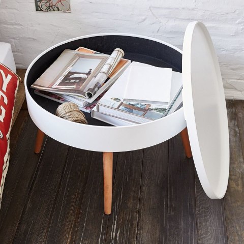 Stolik kawowy okrągły ze schowkiem 60 cm ModernHome Stolik kawowy okrągły ze schowkiem 60 cm ModernHome