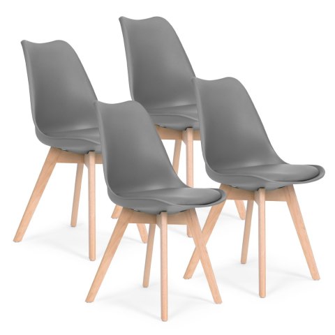 Zestaw 4 krzeseł krzesło do salonu jadalni z poduszką Szare ModernHome Zestaw 4 krzeseł krzesło do salonu jadalni z poduszką Szare ModernHome