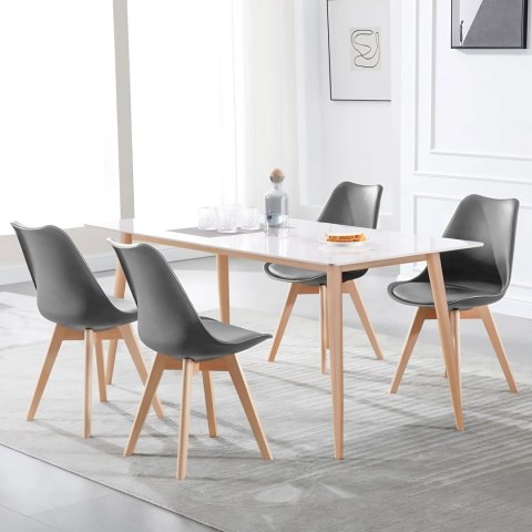 Zestaw 4 krzeseł krzesło do salonu jadalni z poduszką Szare ModernHome Zestaw 4 krzeseł krzesło do salonu jadalni z poduszką Szare ModernHome