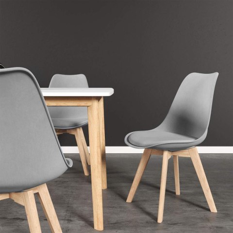 Zestaw 4 krzeseł krzesło do salonu jadalni z poduszką Szare ModernHome Zestaw 4 krzeseł krzesło do salonu jadalni z poduszką Szare ModernHome