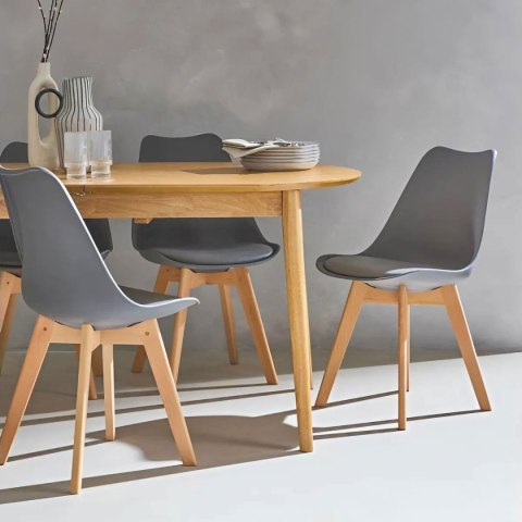 Zestaw 4 krzeseł krzesło do salonu jadalni z poduszką Szare ModernHome Zestaw 4 krzeseł krzesło do salonu jadalni z poduszką Szare ModernHome