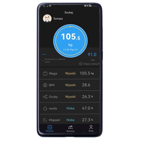 Inteligentna waga łazienkowa Adler | AD 8187 | Maksymalna waga (udźwig) 180 kg | Dokładność 100 g | Pomiar wskaźnika masy ciała 