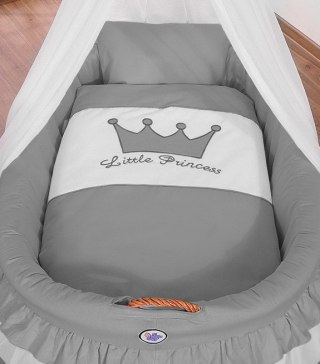 Kosz Mojżesza wiklinowy z baldachimem - Little Princess antracyt