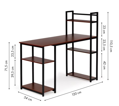 Biurko komputerowe biurowe stół + regał półki loft dąb ModernHome Biurko komputerowe biurowe stół + regał półki loft dąb ModernHome