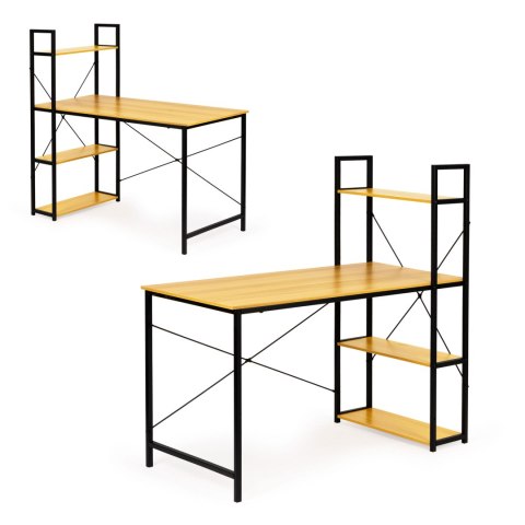 Biurko komputerowe biurowe stół + regał półki loft jasny dąb ModernHome Biurko komputerowe biurowe stół + regał półki loft jasny dąb ModernHome