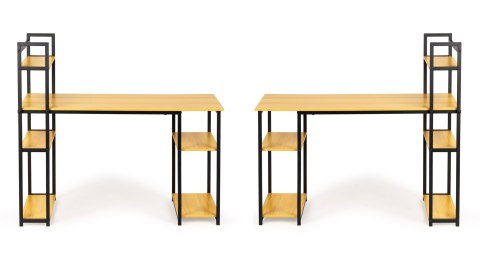 Biurko komputerowe biurowe stół + regał półki loft jasny dąb ModernHome Biurko komputerowe biurowe stół + regał półki loft jasny dąb ModernHome
