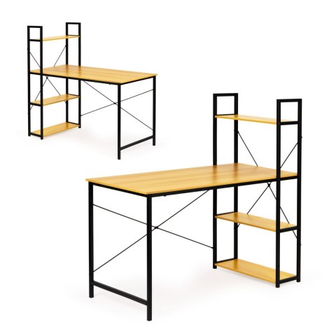 Biurko komputerowe drewniane regał z półkami loft Biurko komputerowe drewniane regał z półkami loft
