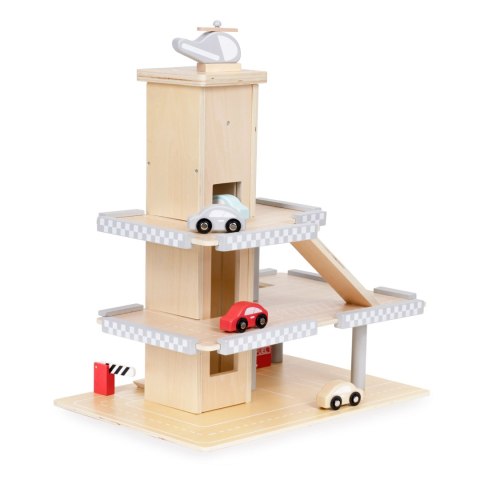 Duży drewniany tor garaż parking z windą + autka ECOTOYS Duży drewniany tor garaż parking z windą + autka ECOTOYS