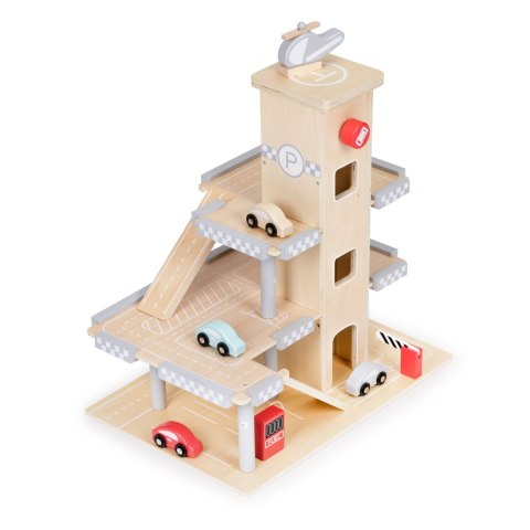 Duży drewniany tor garaż parking z windą + autka ECOTOYS Duży drewniany tor garaż parking z windą + autka ECOTOYS