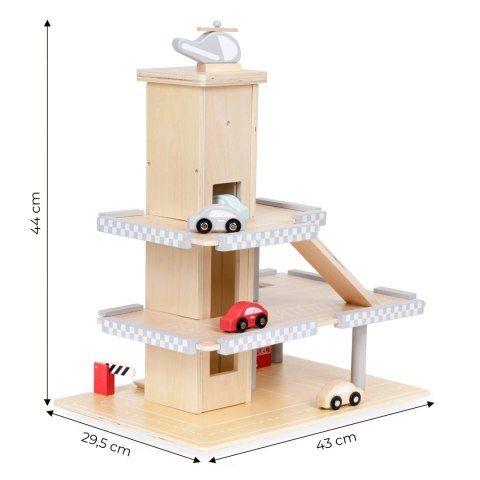 Duży drewniany tor garaż parking z windą + autka ECOTOYS Duży drewniany tor garaż parking z windą + autka ECOTOYS